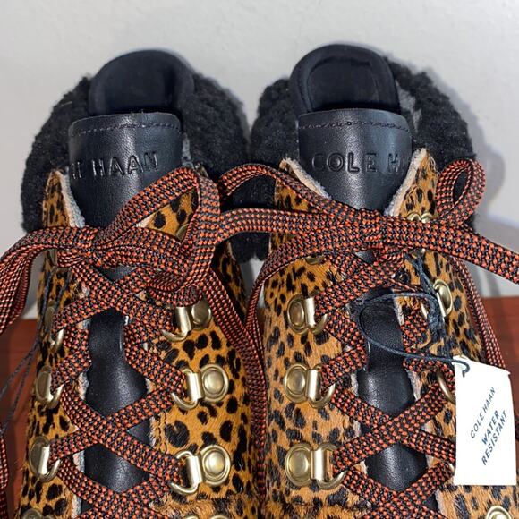 NWT Cole Haan Nantucket mini cheetah calf hair water resistant ankle boots - Picture 5 of 13